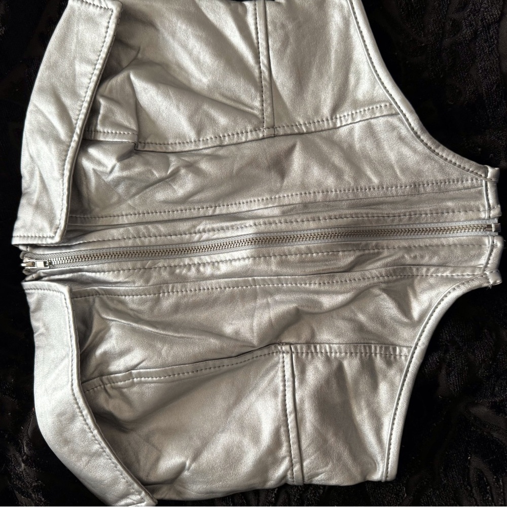 Silver zip up tube top